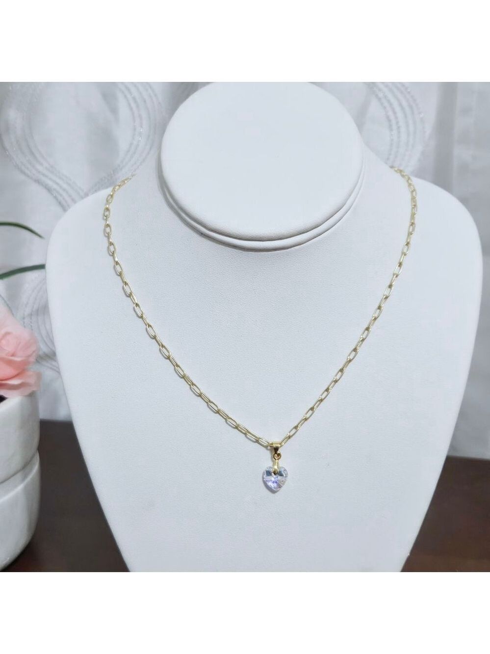 NWOT Swarovski Crystal Clear Heart Pendant Necklace